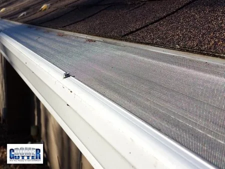 Asphalt shingle roof with GutterDome gutter guard — comp shingle2.