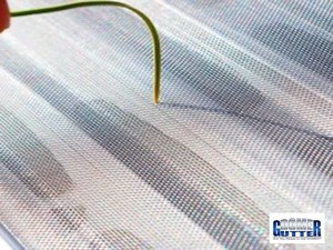 GutterDome micro-mesh gutter guard blocking pine needles
