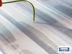 GutterDome micro-mesh gutter guard blocking pine needles