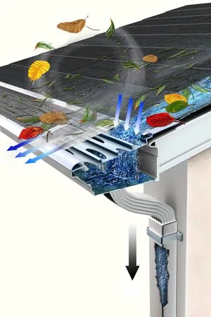 GutterDome gutter guard shown in action